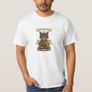 T-shirt Chat Maître Zen Drôle Chat Gris Tabby Cadeau