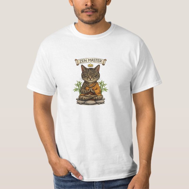T-shirt Chat Maître Zen Drôle Chat Gris Tabby Cadeau (Devant)
