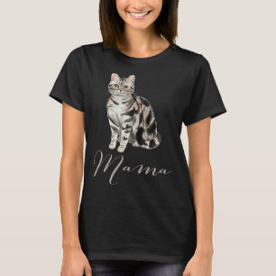 T-shirt Chat Mama American Shorthair Gris Tabby Maman Cha