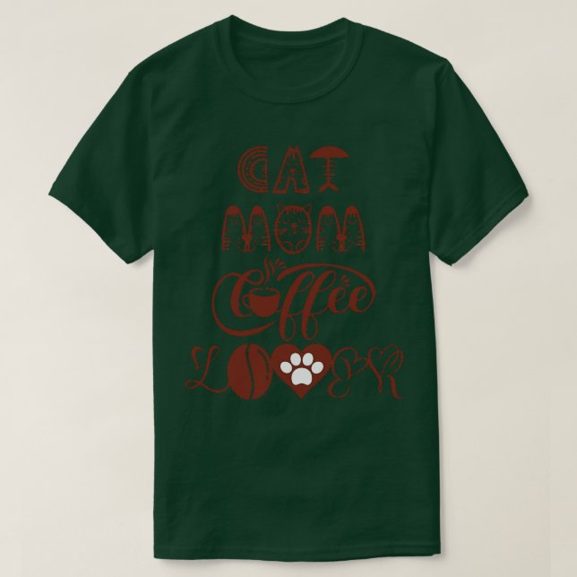 T-shirt Chat maman amateur de café Cat Design 9 (Design devant)