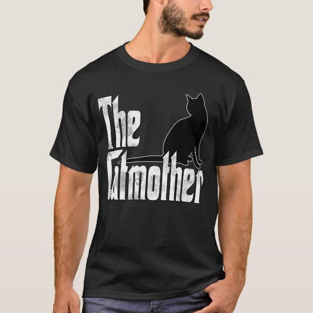 T-shirt Chat Maman Catmos Noir Chat Mère Kitty Maman 4 (Devant)