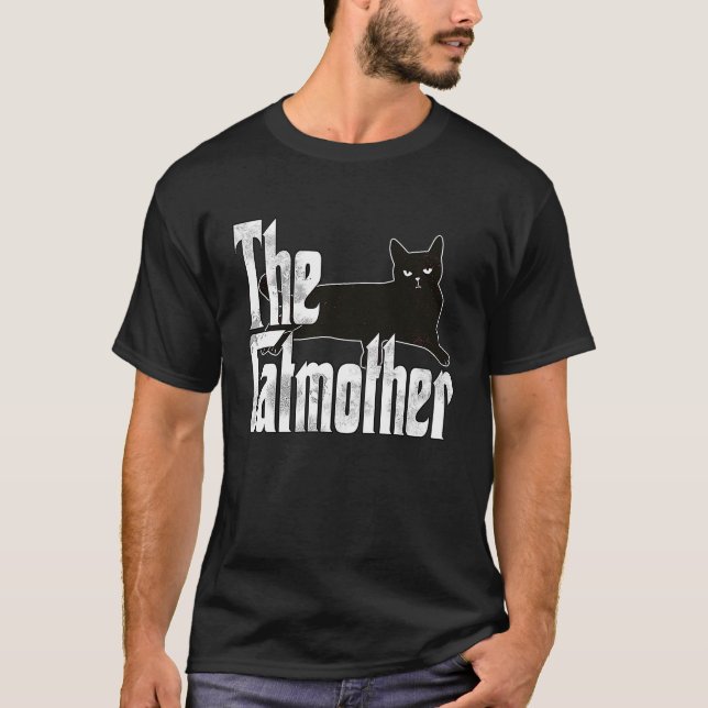 T-shirt Chat Maman Catmos Noir Chat Mère Kitty Maman 7 (Devant)