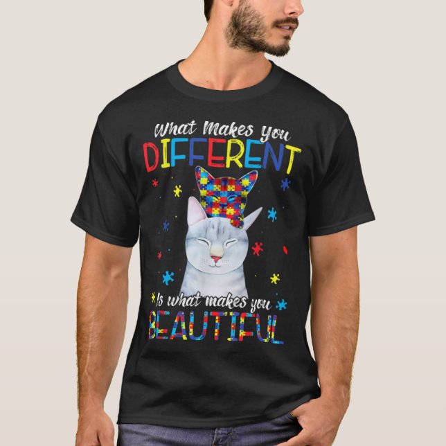 T-shirt Chat Maman Ce Qui Vous Rend Différents Autisme Enf (Devant)