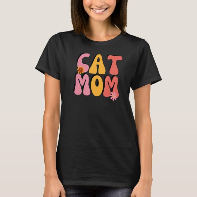 T-shirt Chat Maman Fleurs Super rétro (Devant)