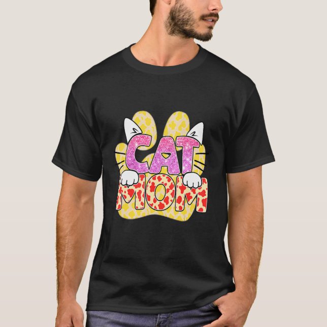 T-shirt Chat Maman Leopard Pet Kitten Paw Mama Mère D (Devant)