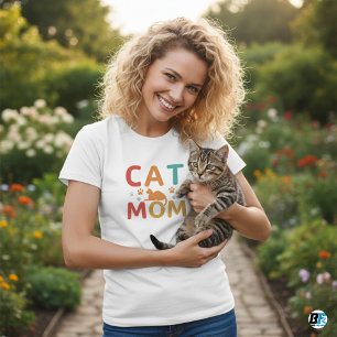 T-shirt Chat Maman Meilleure Minimaliste Élégante Femmes