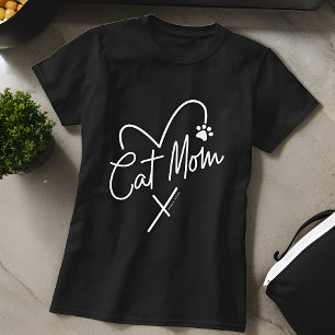 T-shirt Chat Maman Moderne Jouer Coeur et Typographie amus