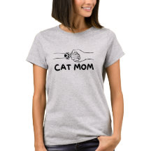 T-shirt chat maman patte et femme imprimé main