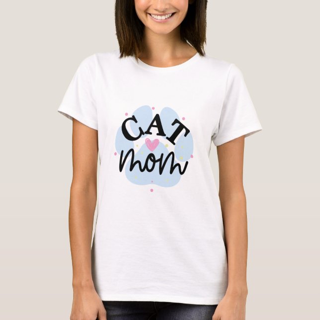 T-shirt Chat Maman Paw Et Coeur (Devant)