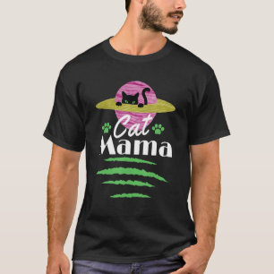 T-shirt Chat Maman Style Vintage Neptune nuit chats Bla