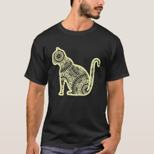 T-shirt Chat Mandala Aquarelle Géométrie Fractale Sacrée G