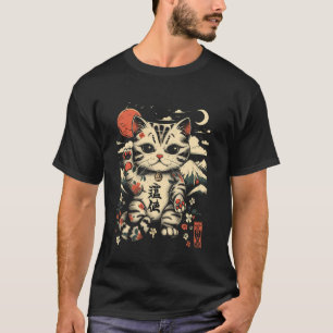 T-shirt Chat ManekiNeko Fortune Style Japonais Vintage