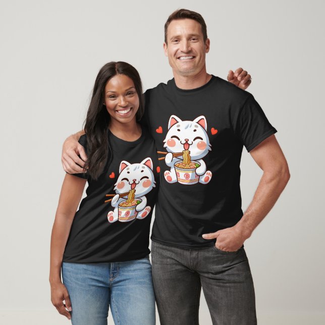 T-shirt Chat mangeant des ramen (Unisexe)