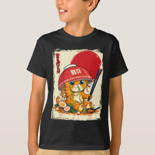 T-shirt Chat mangeant des ramen amateur de nouilles japona