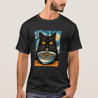 T-shirt Chat Mangeant des Ramen, Nuit Étoilée Van Gogh, Am