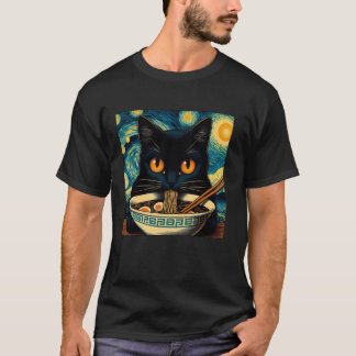 T-shirt Chat Mangeant des Ramen, Nuit Étoilée Van Gogh, Am
