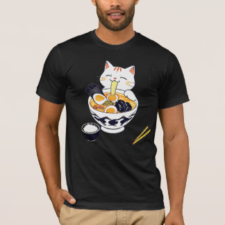 T-shirt chat manger de la nourriture chinoise