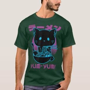 T-shirt Chat Manger des nouilles Japonais esthétique Ramen