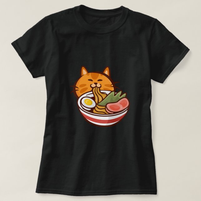 T-shirt Chat Manger Ramen Japon Kitty Kitty Animaux Animau (Design devant)