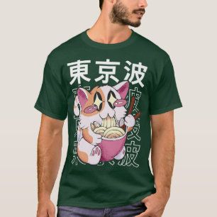 T-shirt Chat Manger Ramen Kitten Kawaii Esthétique Enfants