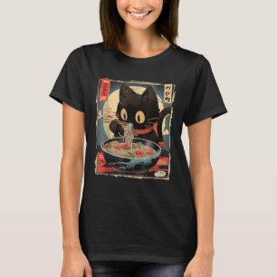 T-shirt Chat Manger Ramen Noodle drôle Japonais Kawaii Ani