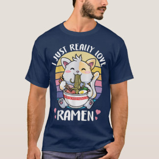 T-shirt Chat Manger Ramen Noodle Femmes Hommes Ado Garçon