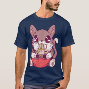 T-shirt Chat Manger Ramen nouilles Kawaii 