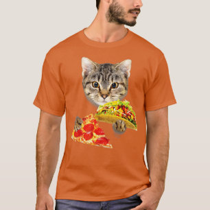 T-shirt Chat Manger Taco et Pizza Funny Kitty par Zany Bra