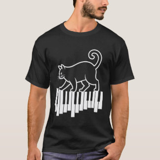T-shirt Chat marchant sur les touches du piano Musicien dr