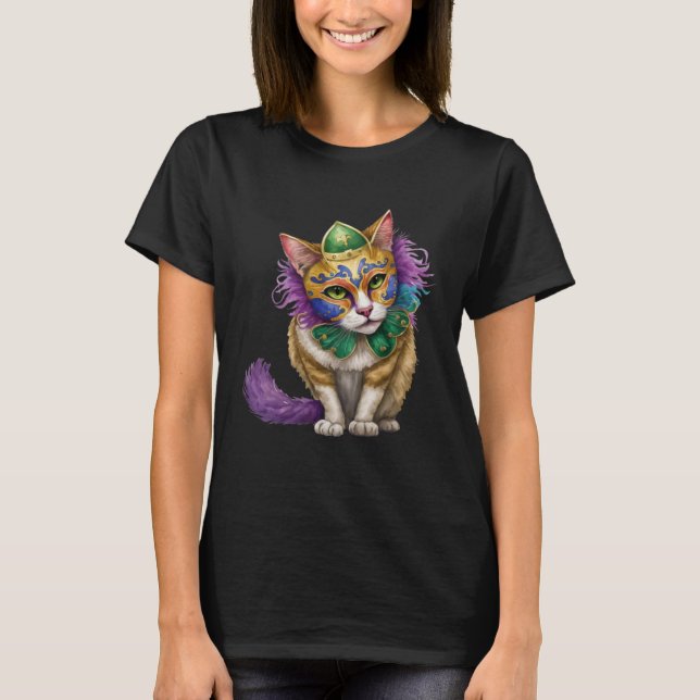 T-shirt Chat Mardi Gras Joyeux Mardi Gras Carnaval Chat  M (Devant)