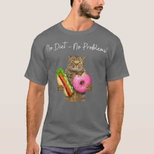 T-shirt Chat marron drôle avec un hot dog et une beigne