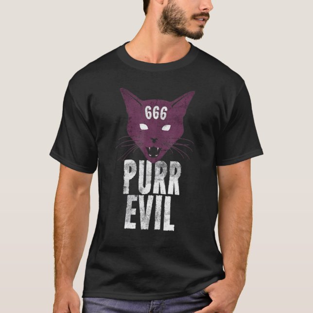 T-shirt Chat méchant ronronnement pour chat (Devant)