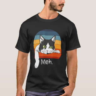 T-shirt Chat meh Rétro Vintage Chat pour Introverti