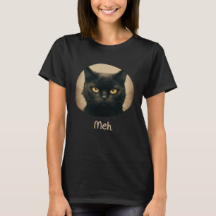T-shirt Chat meh sarcastique grincheux noir félin moelleux