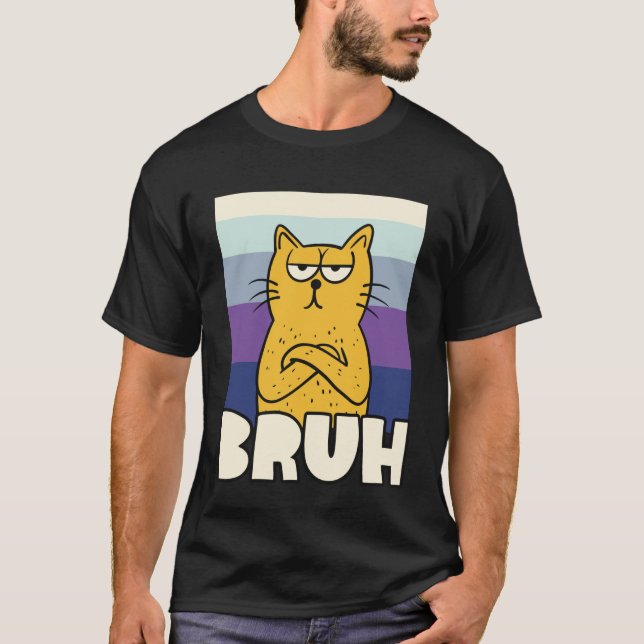 T-shirt Chat Mème Bruh Aspect Vintage (Devant)