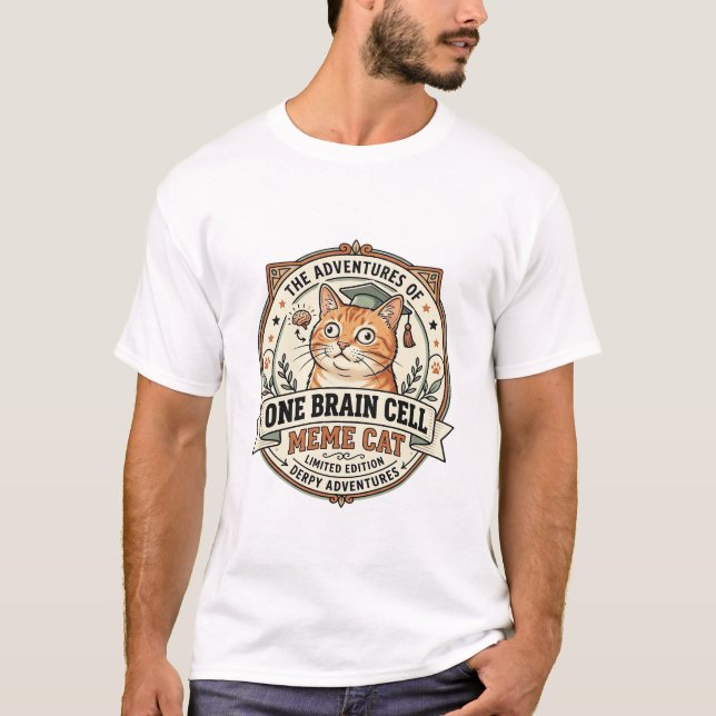 T-shirt Chat Mème Une Cellule de Cerveau Chat Mème Une Cel (Devant)
