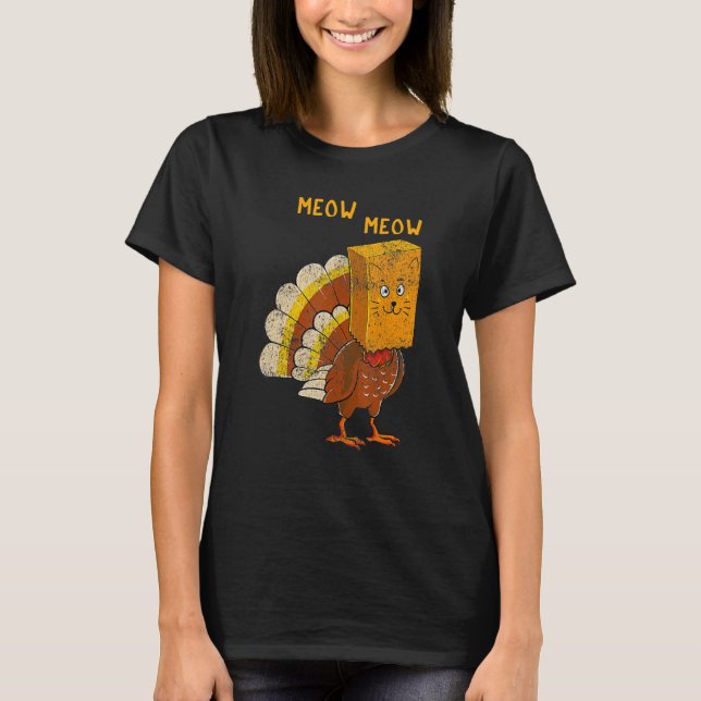 T-shirt Chat Meow Thankgiving Turquie Kitten Chat Enfants  (Devant)