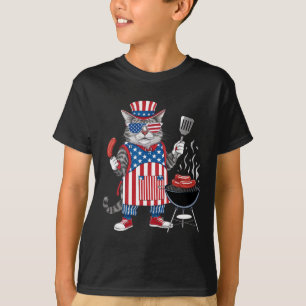 T-shirt Chat Meowica 4 juillet Chat Drapeau Américain Chat