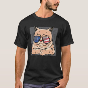 T-shirt Chat Meowica Usa Drapeau Lunettes de soleil pour K