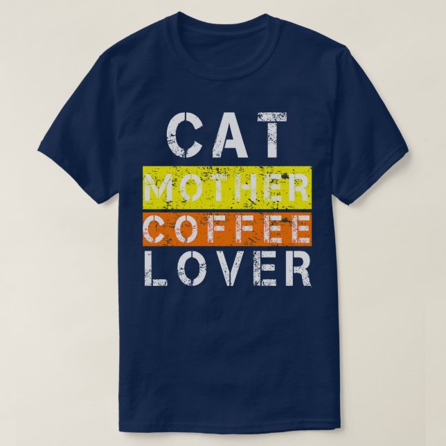T-shirt chat mère amateur de café 105 (Design devant)