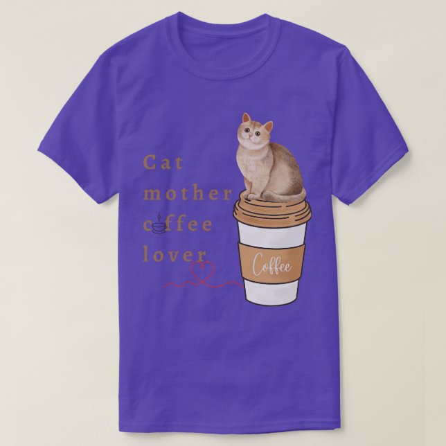 T-shirt chat mère amateur de café 109 (Design devant)
