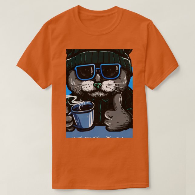 T-shirt chat mère amateur de café 13 (Design devant)