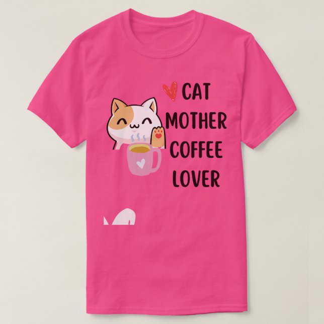 T-shirt chat mère café amant café amant chat maman ca (Design devant)