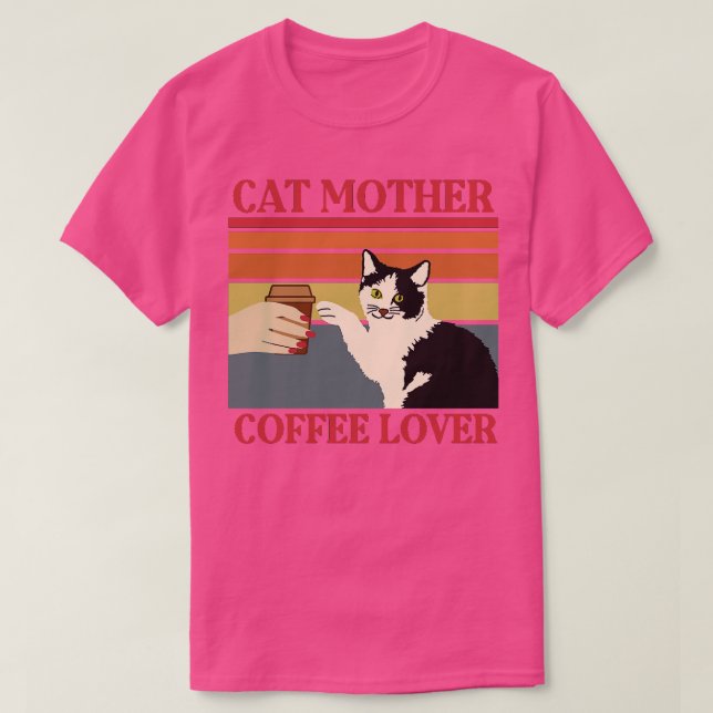 T-shirt Chat mère de café amoureux mignonette maman kitty (Design devant)