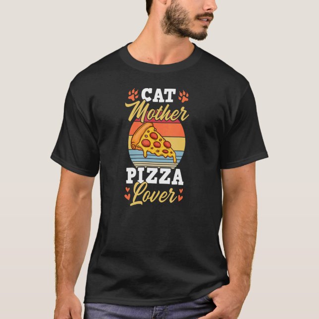 T-shirt Chat Mère Pizza Chat Mère Fête des mères (Devant)