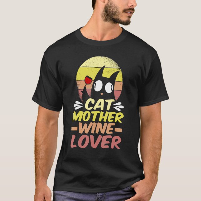 T-shirt Chat Mère Vin Fou Chat Dame (Devant)