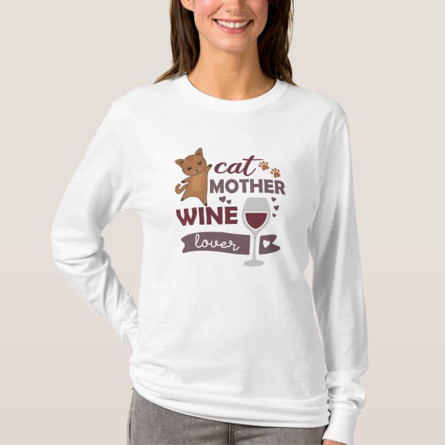T-shirt Chat Mère Vin Lover Chats Red Wine Love (Devant)