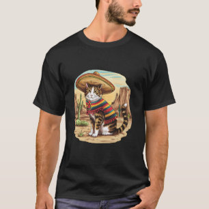 T-shirt Chat Mexicain dans le Désert Sud-Ouest Cinco De Ma