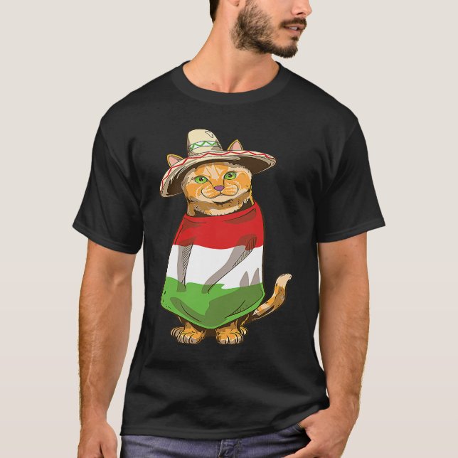 T-shirt Chat Mexicain Fête Cinco De Mayo (Devant)