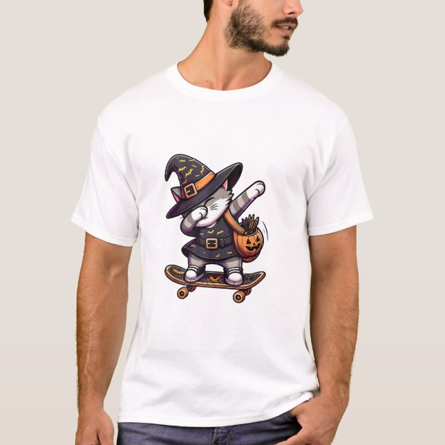 T-shirt Chat Miau Debbing Sur Skateboad Vêtements Enfants  (Devant)